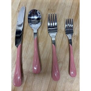 Retired Fiesta Flatware - Swirl Pattern Rose Pink 4-Piece Place Setting